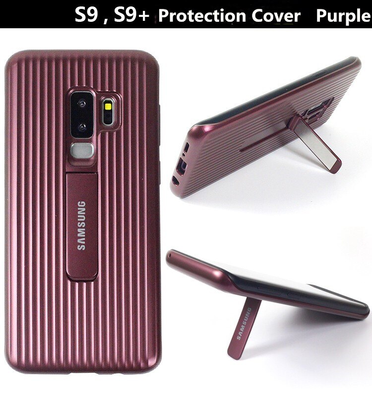 Heavy Duty Shockproof Stand Phone Protective Case for Samsung Galaxy S9 S9Plus S9+ Holster Plastic Hard Cover W/ Soft Tpu Frame: Galaxy S9 / Purple