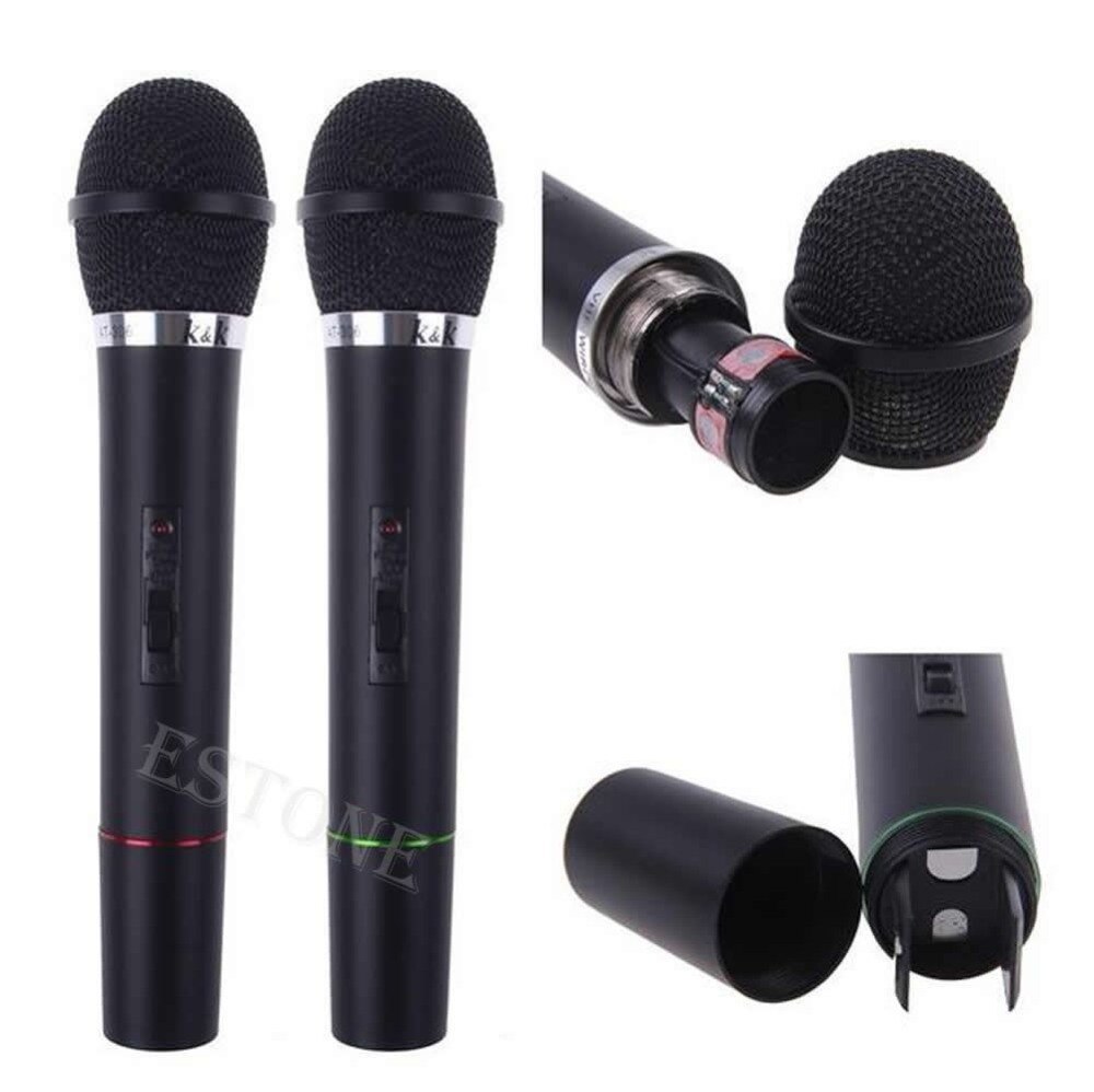 Dual 2 Mics Handheld Wireless Cordless Microphone System Receiver