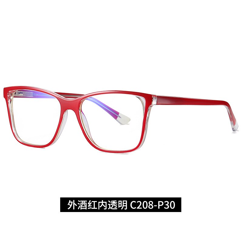 Adult Blue Light Blocking Rectangle Gaming Reading Learning Computer Mobile Clear Eyes Digital Products Glasses: Wine red