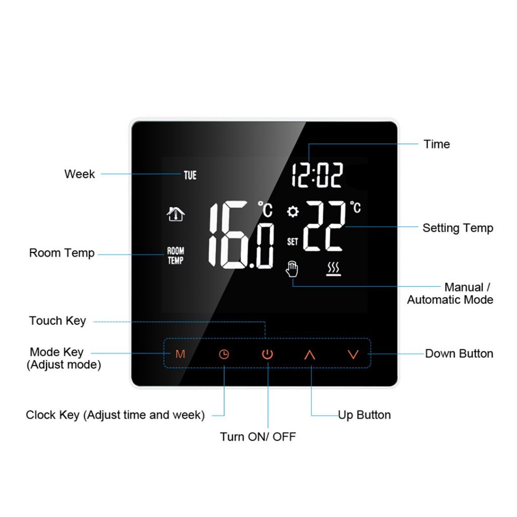 Smart Digital APP Programmable Heating Thermostat Temperature Screen