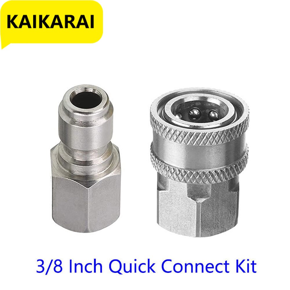 3/8 Inch Quick Connect Kit, Female Fitting, Stainless Steel, Tool Daily Pressure Washer Adapter Set5000 PSI