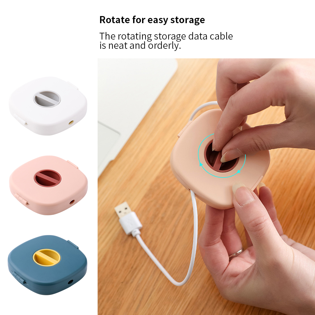 Cable Organizer Rotating Cable Winder Box Plastic Portable Wire Storage Case Phone Holder Wire Management