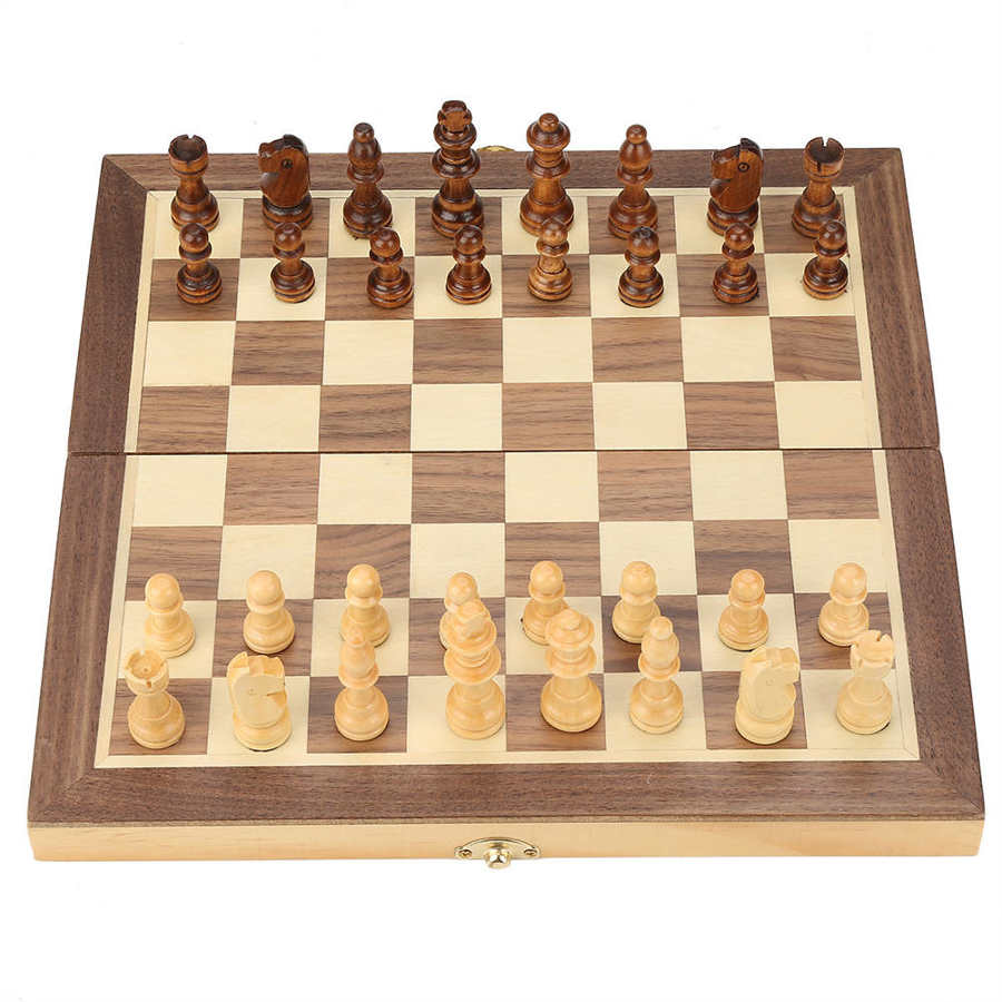 Folding Portable Wooden Magnetic Chess Set Adult Kids Beginner Large Chess Board Wooden International Chess Set