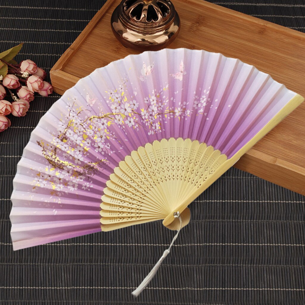Handheld Fans Folding Fans Bamboo Fans Women's Hollowed Bamboo Hand Holding Summer Held Fan Home Improvement #30: K