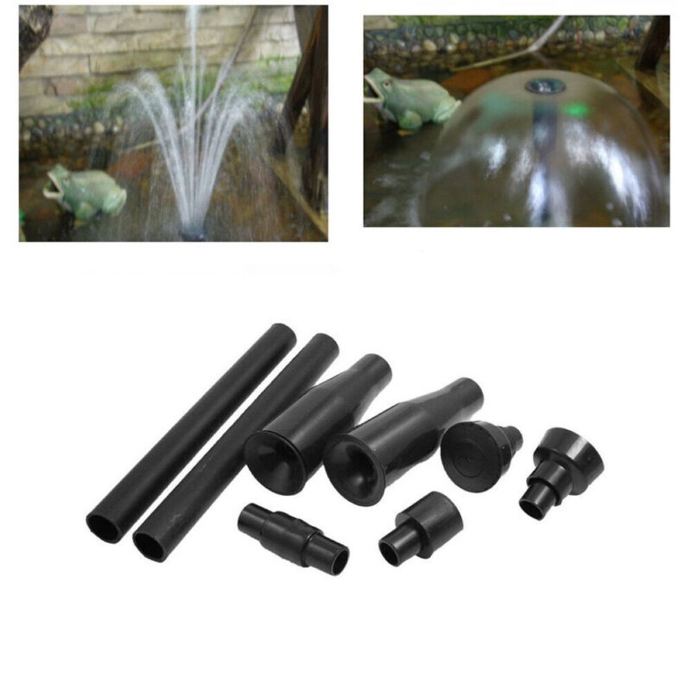 8 Pcs Fountain Nozzle Kit Garden Pond Black Plastic Waterfall Fountain Head Set