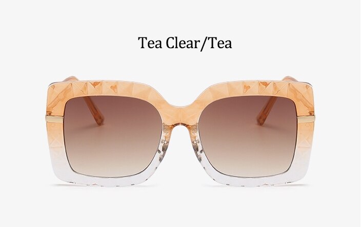 Diamond Bril Vrouwen Vintage Overszied Vierkant Zwart Vrouw Zonnebril Luxe Mode Brillen Frame TR90: Tea Tea