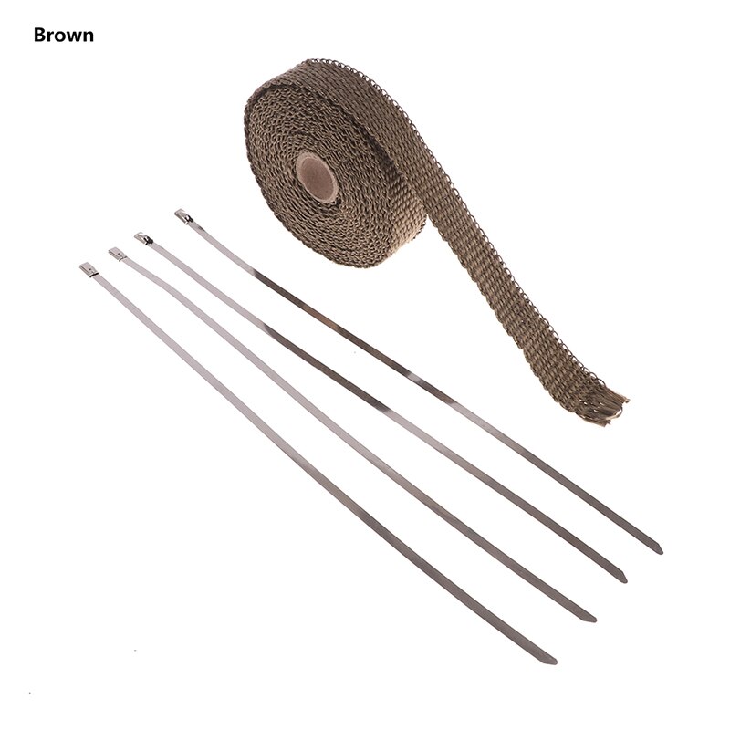 5M Roll Glass Heat Shield Exhaust Duct Heat Insulation Belt: Brown