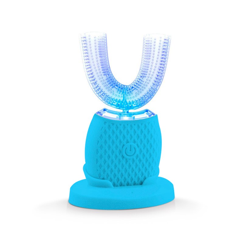 Elektrische U-vorm Tandenborstel Automatische Tanden Borstel 360 Graden Cover Tanden Draadloze Opladen Waterdicht Massage Tandenborstel: Blue