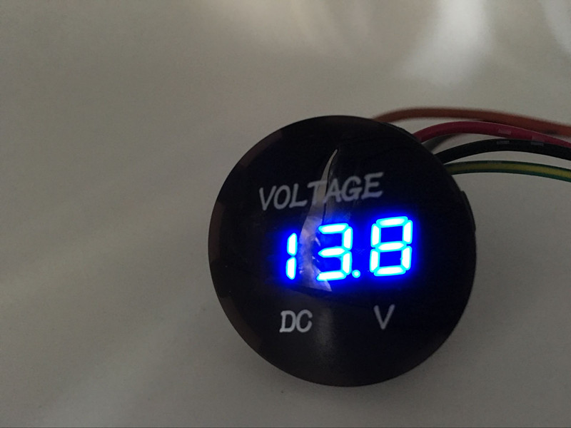 12-24V Automotive Digital Detection Car Battery Monitor Voltmeter Thermometer Digit Display Auto Voltmeters: Blue