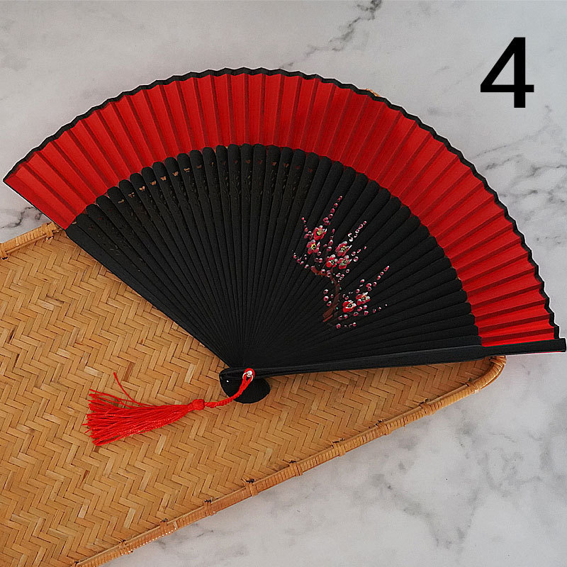 Chinese Stijl Rood Zwart Vintage Hand Fan Folding Fans Dance Wedding Party Favor Chinese Dance Party Vouwen Fans Bamboe: 4