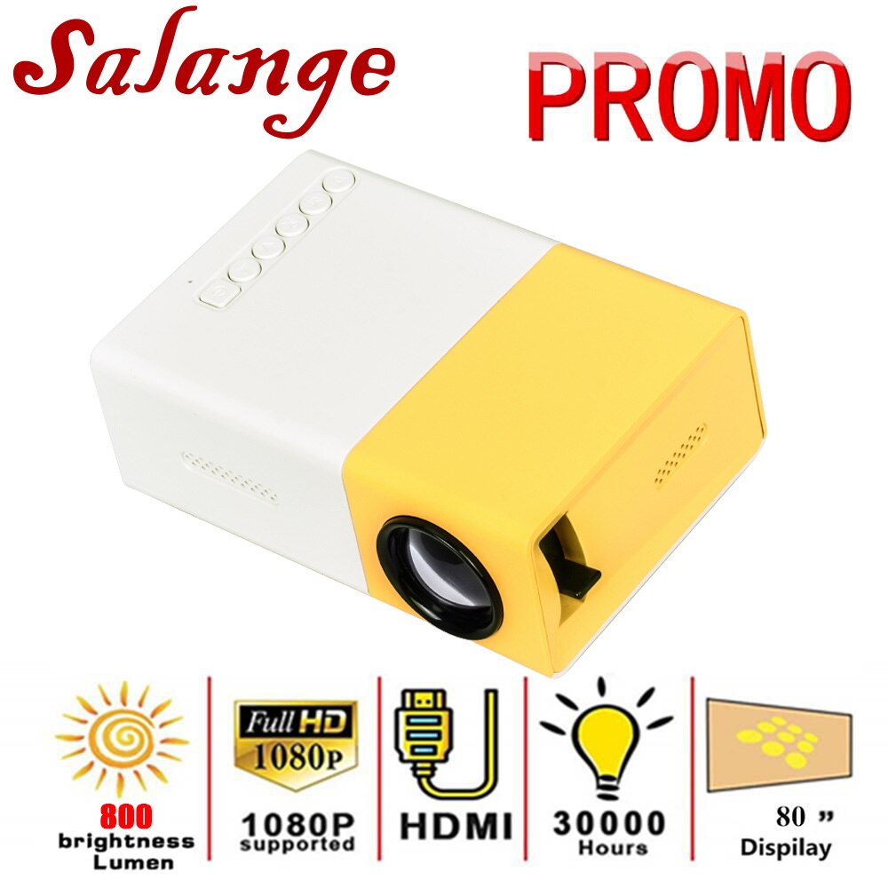 Salange YG300 Pro Projector Led 800 Lumen 3.5Mm Audio 320X240 Pixels Hdmi Usb Mini Projector Home Media speler