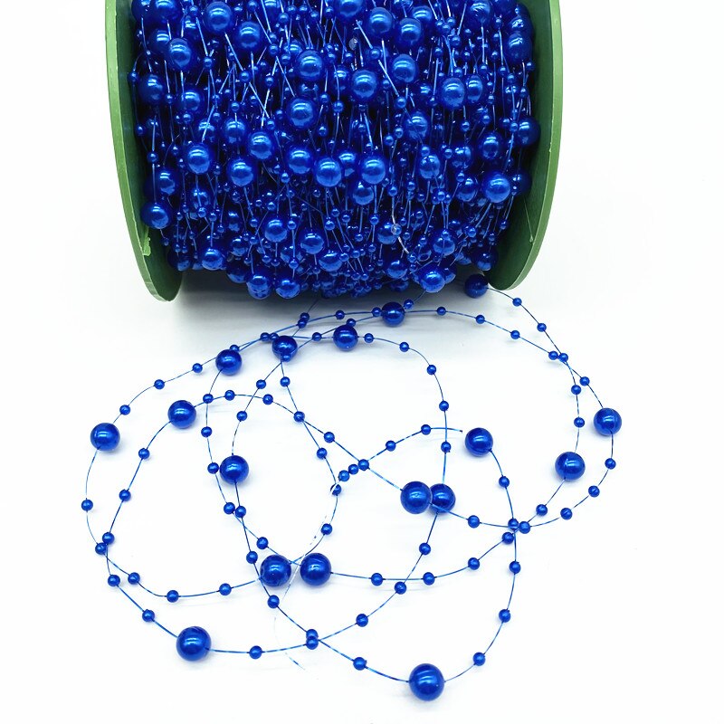 Línea de pesca de decoración navideña, 2 yardas, 8 + 3mm, perlas artificiales, cadena de cuentas, guirnalda de flores, de boda # SBT