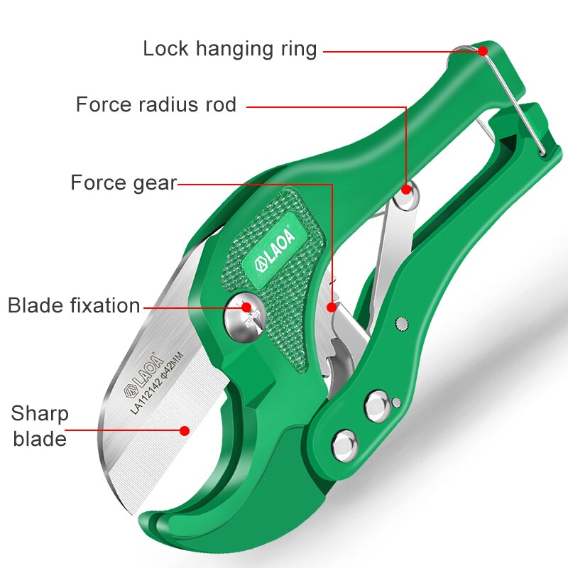 Laoa 42Mm Pvc Pijp Cutter Aluminium Buis Snijden Ppr Buis Cutter 5CR13 Blade Pvc/Cpvc Ratchet schaar Handgereedschap