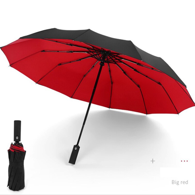 Paraguas de negocios agrandados para hombre y mujer, Parasol completamente automático con 12 varillas, Paraguas Plegable para hombres, Paraguas grande Plegable para hombre