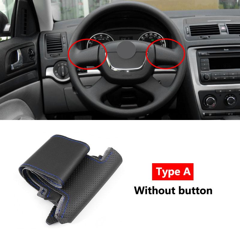 Accesorios para coche, cubierta de cuero perforado para volante interior para Skoda Octavia Superb Citigo Fabia Roomster: Gris oscuro