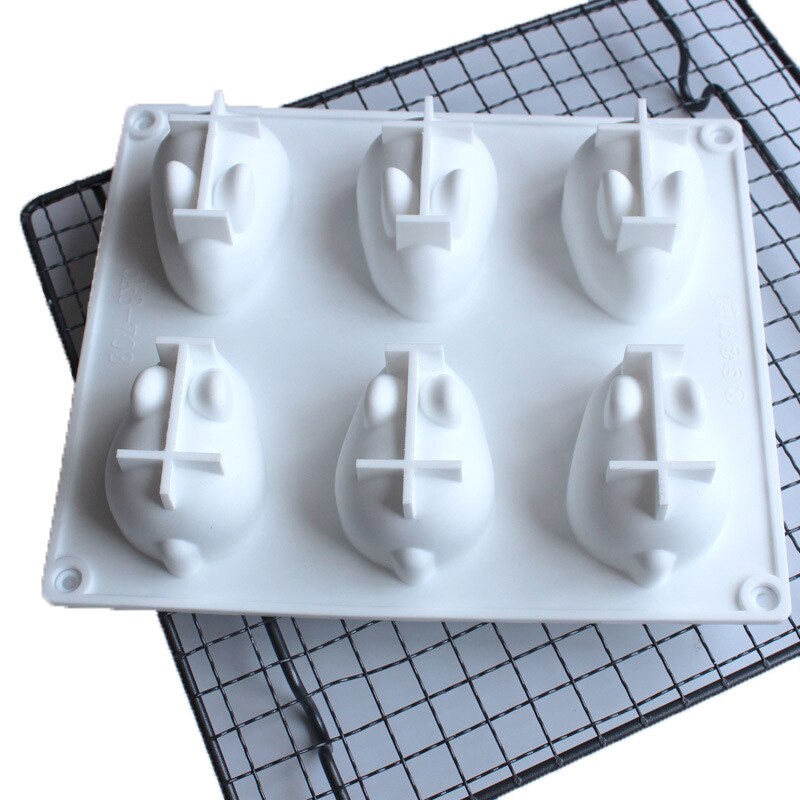 Siliconen 3D Bunny Konijn Mold Cake Decorating Mould Voor Bakken Mousse 6 Vormen