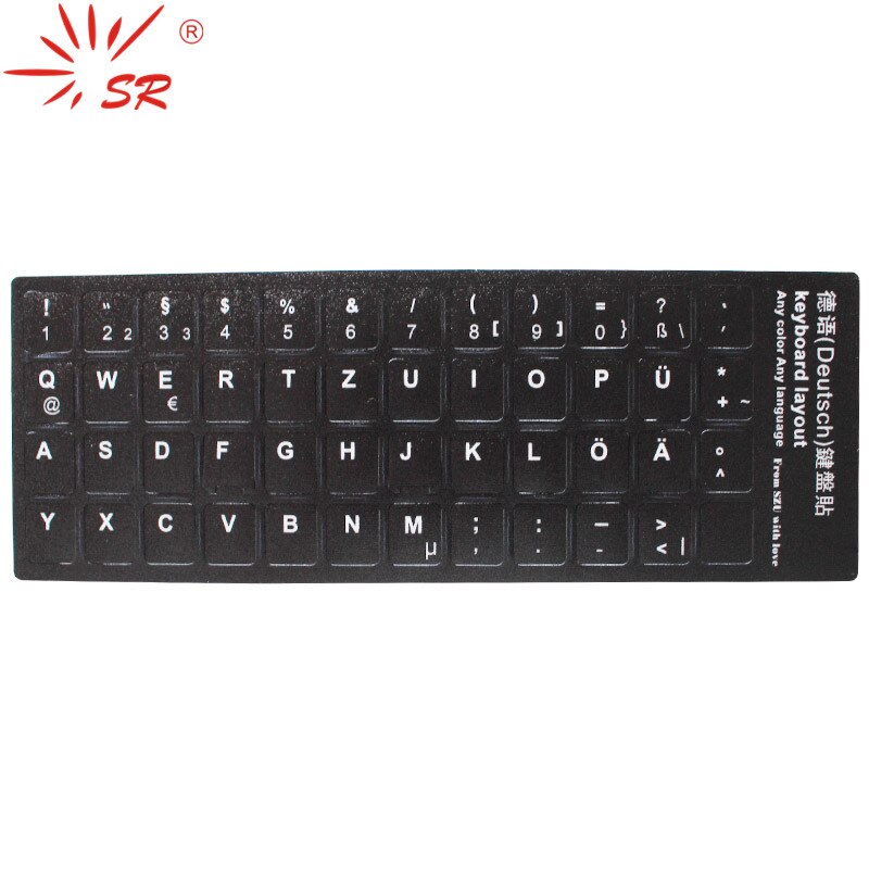 SR German Japanese French 3 Language Keyboard Scrub Smooth Stickers Layout Button Letters for PC Computer Laptop Accessories: German Black