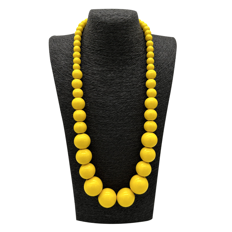 Bohemian Green Big Round Long Wood Necklace & Pendent Handmade Necklace For Women Bib Beads Party Jewelry: BRASS PLATED