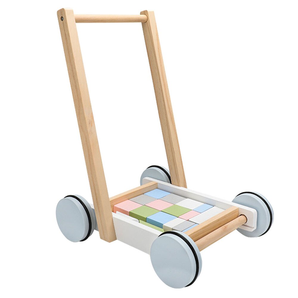 1 Set Multifunctionele Loopstoeltje Houten Trolley Kinderspeelgoed