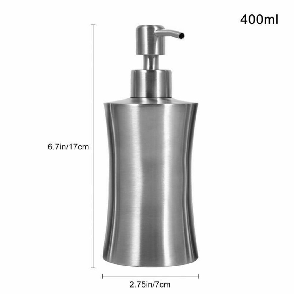 304 Stainless Steel Liquid Soap Dispenser Bottle Bathroom Shower Pumper Lotion Soap Dispenser QJS Shop: 400ml