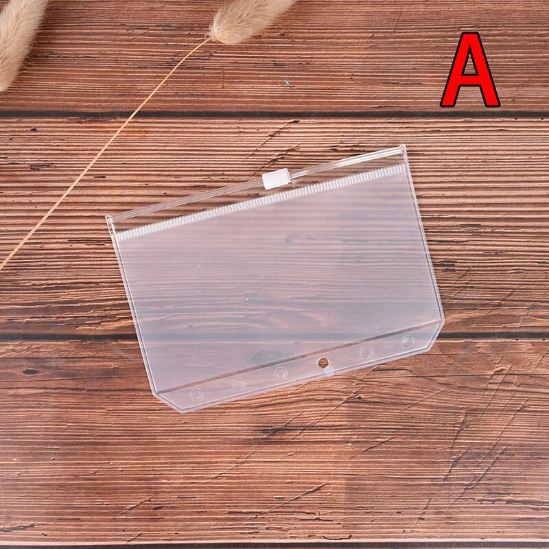 1 unidad A4 A5 A6 A7 B5 archivadores estándar 6 agujeros bolsa transparente de hoja suelta de PVC con carpeta de productos de archivo de cremallera de estilo propio: A7