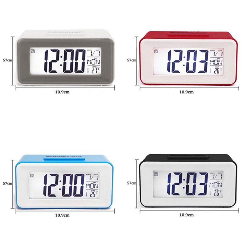 Horloge numérique de bureau rétro-éclairé 12/24 H, contrôle du son, 8 sonneries d&#39;alarme pour chambres d&#39;enfants, horloge électronique simple