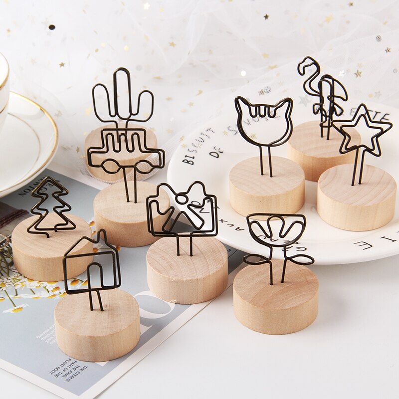 1 PCS Retro Wooden Message Holder Note Holder Iron Photo Holder Desktop Note Holder Simple And Fresh Ornaments Christmas