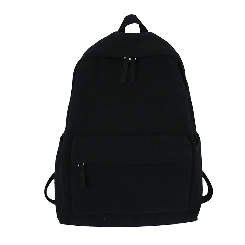 Solid svart ryggsäck neutral minimalistisk stil unisex fritids- eller resväska 100%  bomullsduk skolväska bokväska: Svart