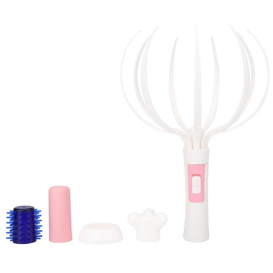 Elektrisk bläckfisk huvudmassager ryggrad hårbotten huvudvärk stressavlastning fingergripare klo hals massage spa antistress handmassage