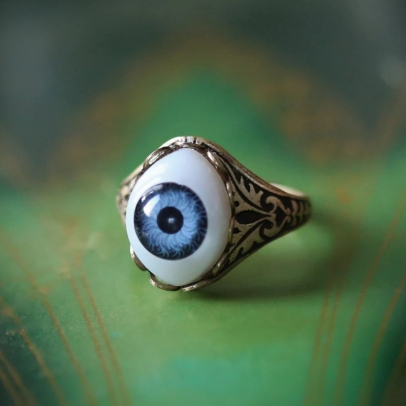 Grand bleu mauvais œil crâne griffe anneaux pour hommes femmes réglable Vintage Antique argent plaqué gothique Punk Rock Grunge doigt bijoux