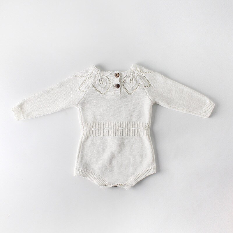Babymeisje gebreide holle stijl effen strik decor lange mouw romper tops baby baby jongen romper baby jumpsuit onesie overalls