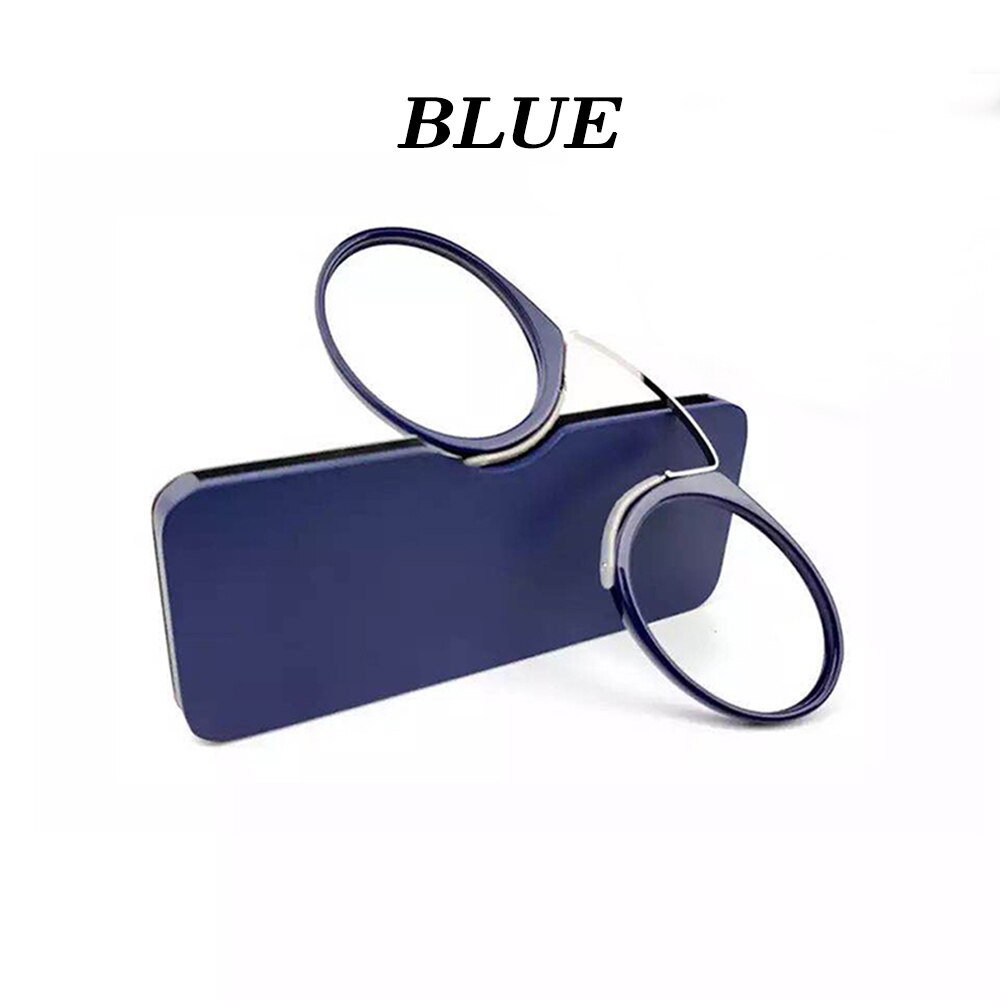 Nose Resting Reading Glasses +1.0 to +3.5 Portable SOS Wallet Reader clip on Mini reading glasses with case Prescription Glasses: Blue / +250