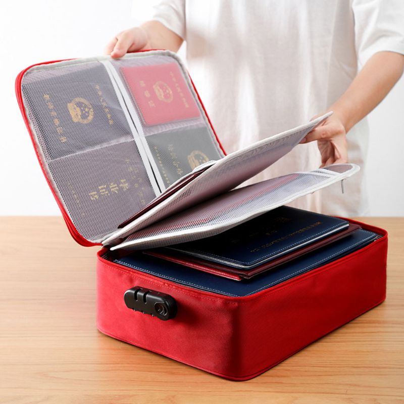 Visible Password Double Layer Files Bag Briefcase Document Pouch Business Travel M17F