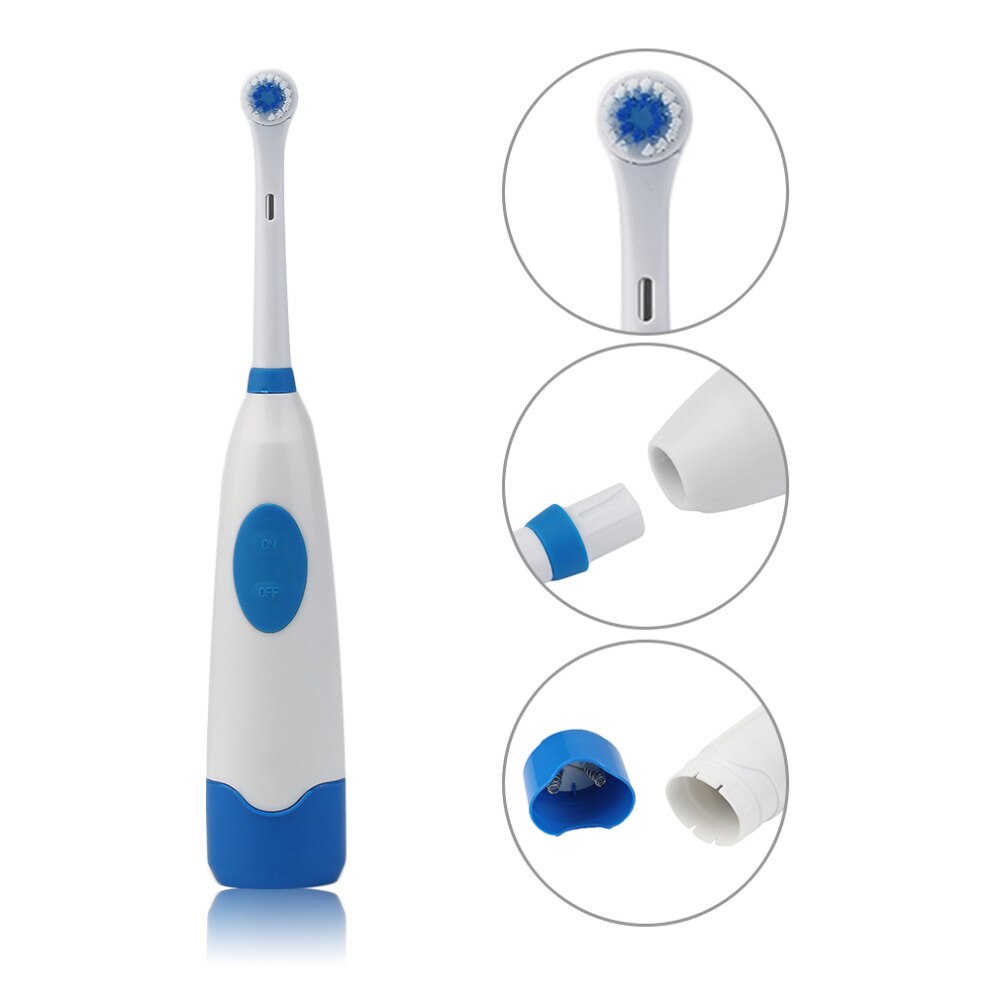 (4 Brush Heads) Electric Toothbrush with Battery Operated Teeth Brush Oral Waterproof Soft Electric Teeth Whitener Hygiene 1 set