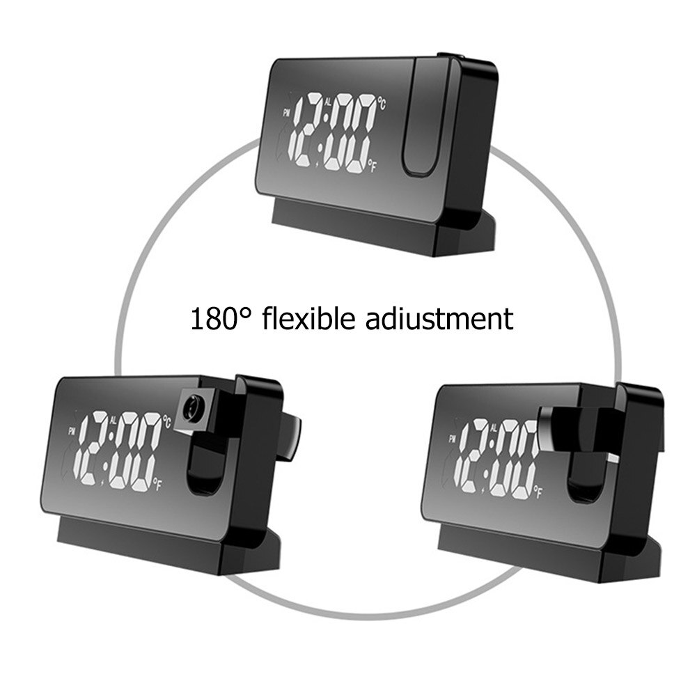 LED Digital Projection Alarm Clock Electronic Temperature Display Time Projector Wake Up Desktop Watch Clock for Home Bedroom
