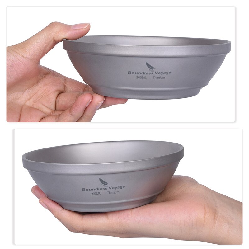 Viagem sem limites ao ar livre titânio dupla-parede 300ml tigela acampamento caminhadas ultraleve utensílios de cozinha portátil ti1082t