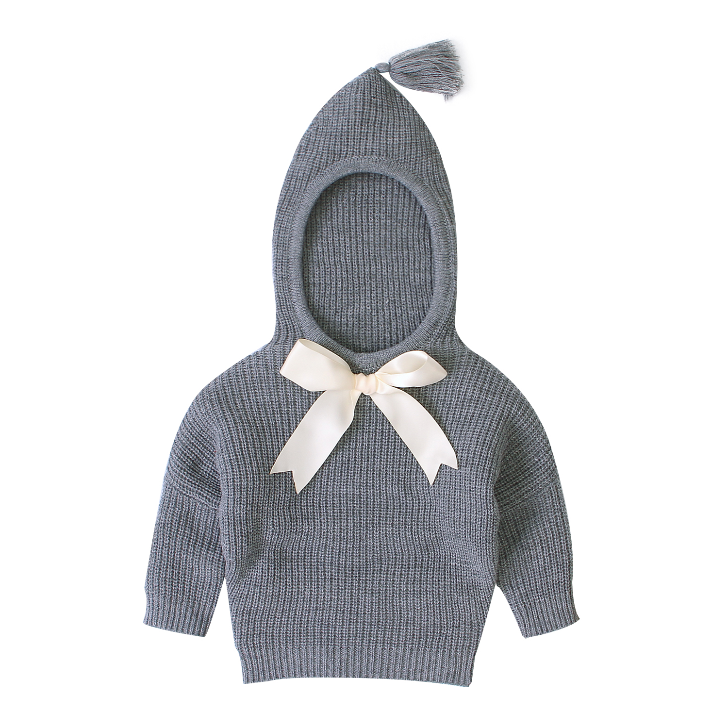 Fantasia infantil de malha com capuz, casaco quente para meninos e meninas, manga longa, para primavera e inverno, roupas de natal de 6 a 3 anos: gray / 3T