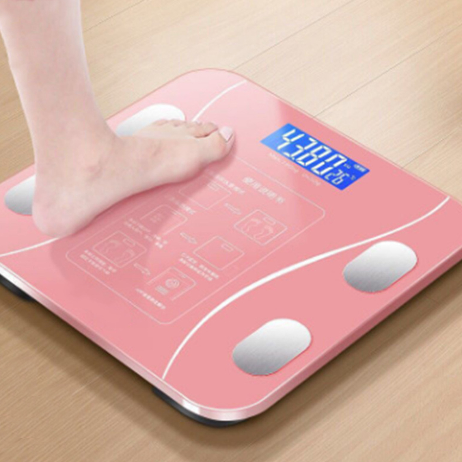 Body Fat Scale Smart Wireless Digital Bathroom Weight Composition Analyzer With Smartphone App Bluetooth-compatible: Battery model-pink