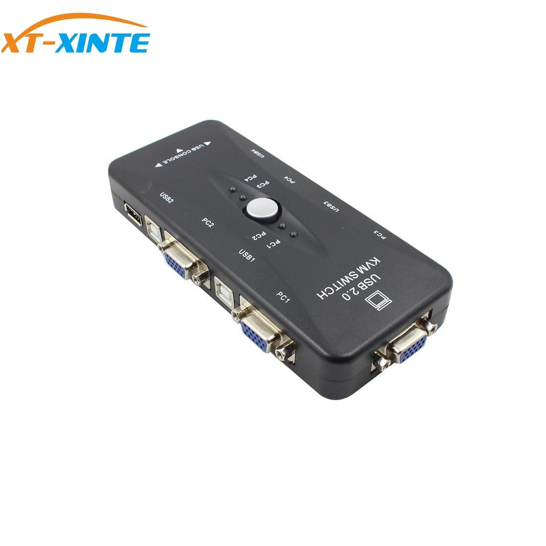 Adaptateur de commutateur KVM USB 2.0, 4 Ports, boîtier de commutation VGA SVGA, connecteur pour souris, clavier, imprimante, moniteur vidéo