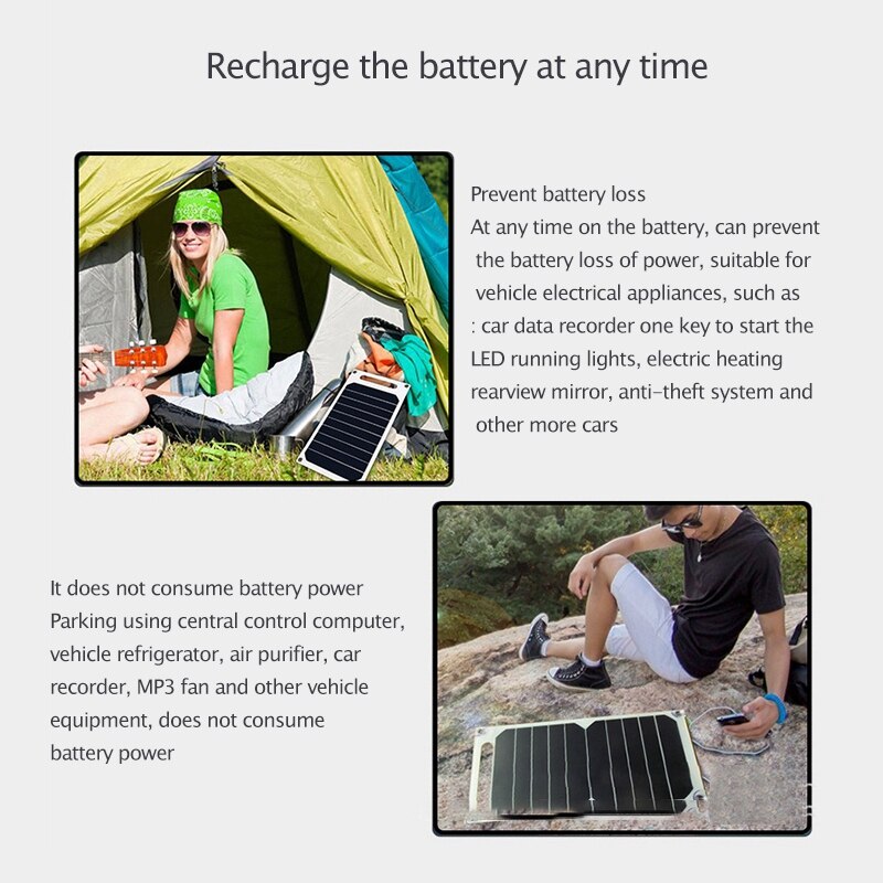 10W 5V Solar Panel 260X145mm Monocrystalline Silicon Solar Charging Panel Portable Environmental Protection Waterproof