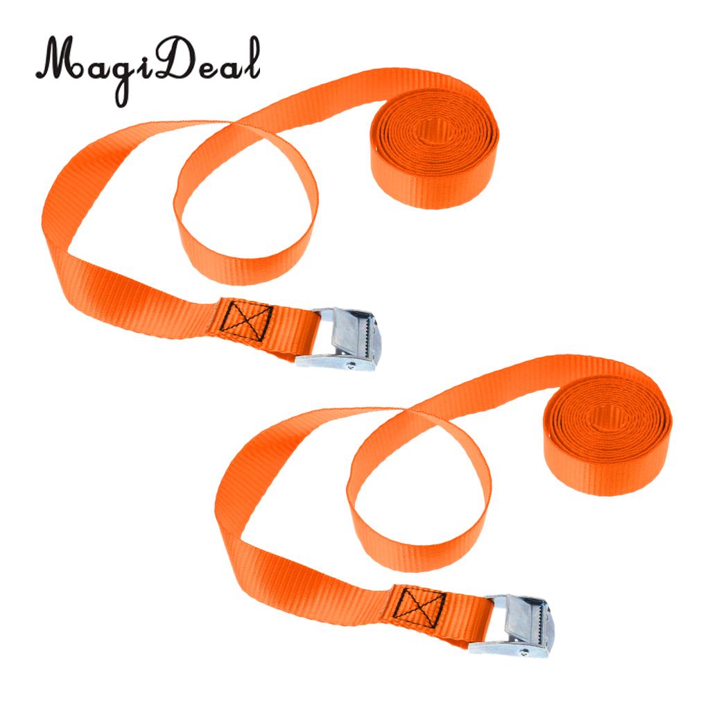 MroMax 2-Pack Orange Polypropylene Lashing Straps - 8.2ft Tie Down Straps With Cam Buckle, 112lbs Load Capacity