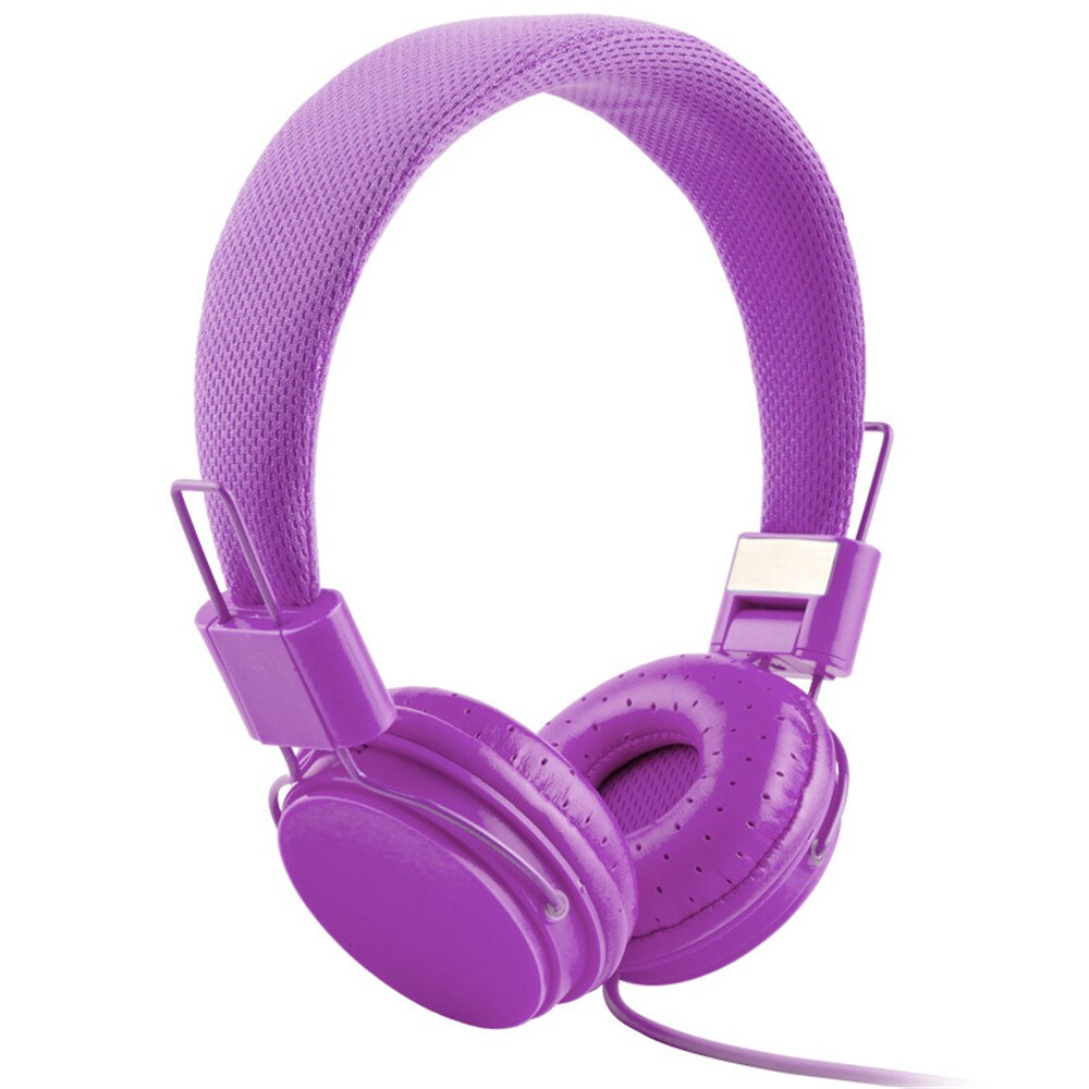Stereo bas barn hörlurar med mikrofon musik hörlurar barn headset hopfällbara bärbara: Lila