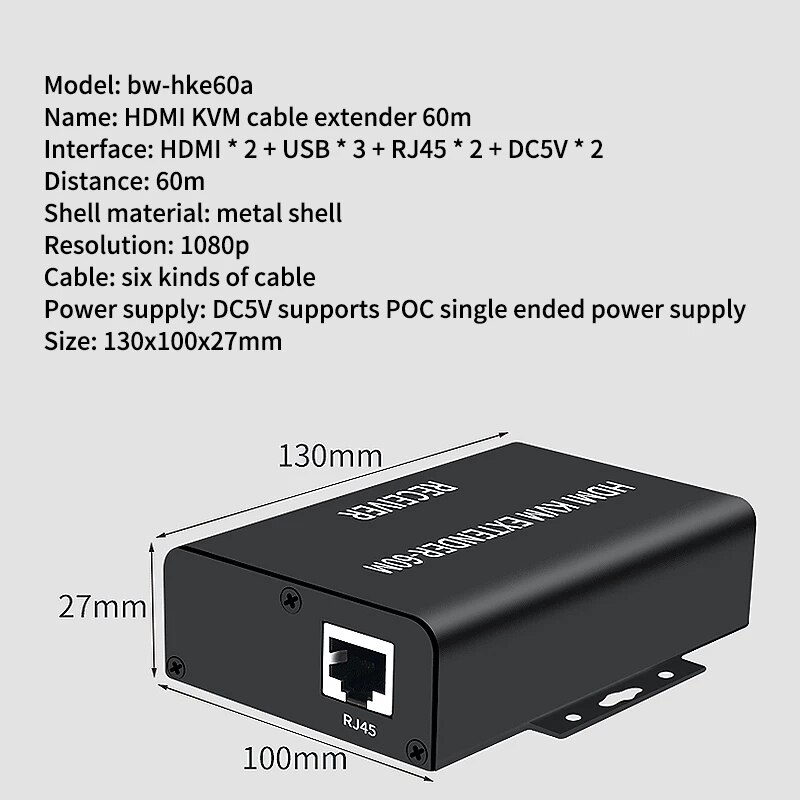 Uusimmat hdmi kvm extender 60m over cat 5/6 ethernet kaapeli 1080p usb kvm hdmi extende audio video muunnin pc  ps5 tv näyttöön