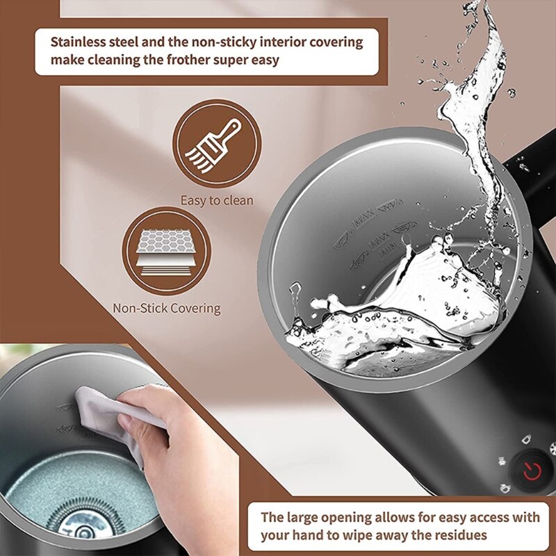 Stainless Steel Milk Frother Electric Heater Automatic 4-in-1 Milk Steamer for Coffee Latte Chocolate Milk Warmer