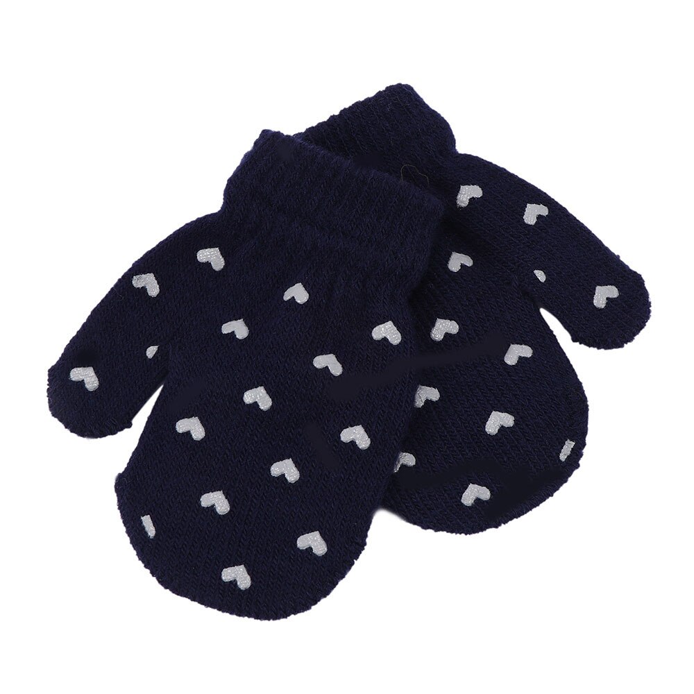 1 Pair Kids Mitten Cute Children Winter Knitted Gloves For Boys Girl Dot Star Heart Pattern Fingerling Soft Warm Mittens: 4