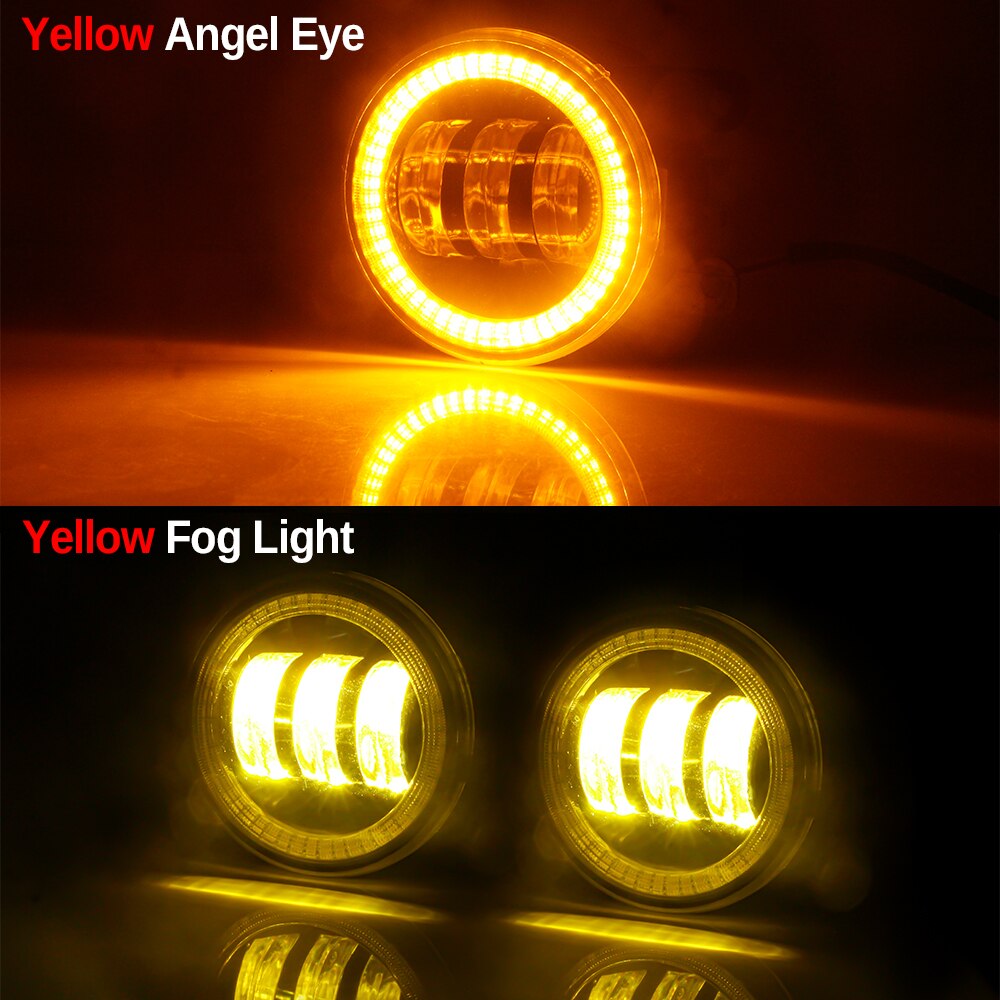 2 Pieces Angel Eye Fog Light For Suzuki Grand Vitara Jimny Swift SX4 Splash Alto Ignis Car LED Lens DRL Fog Daytime Running Lamp: Yellow and Yellow