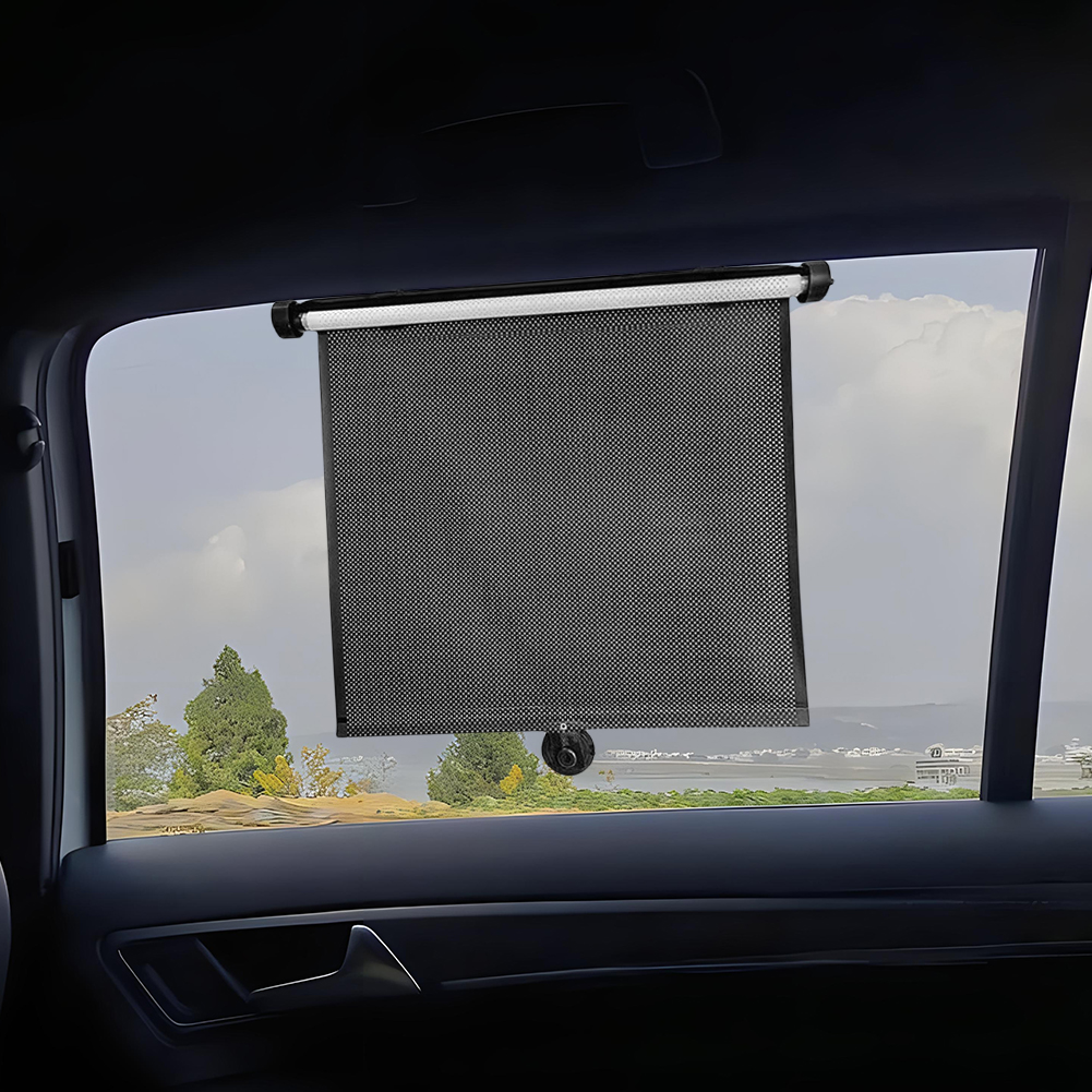 2 Stück Auto versenkbare Rolle Sonnenschutz 15 Zoll Auto versenkbare Sonnenschutz Vorhang Druckknopf rollen-hoch Teleskop Sonnenschutz Blockierung
