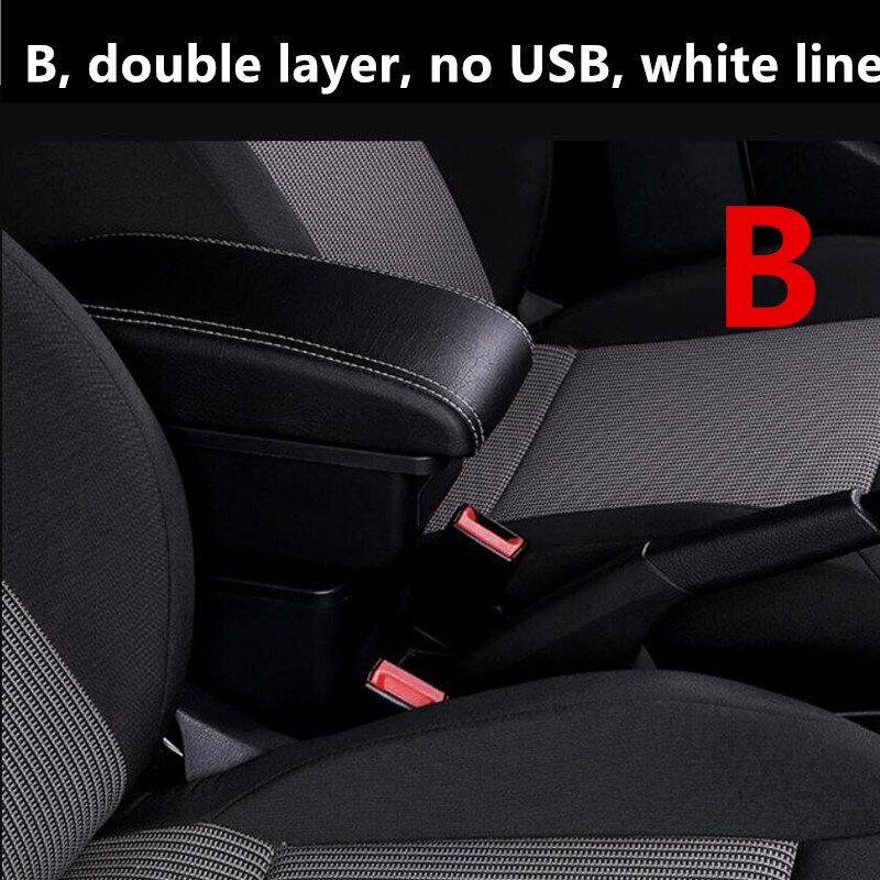 For Abarth 595 armrest box central Store content box with cup holder ashtray decoration products With USB interfac: B black white line