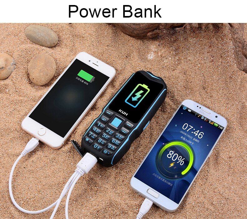 Russische Toetsenbord Fm Mobiele Telefoon 3800Mah Batterij Power Bank Dual Hoge Zaklamp Quick Dial Robuuste Dual Sim Mobiele Telefoons kuh T3