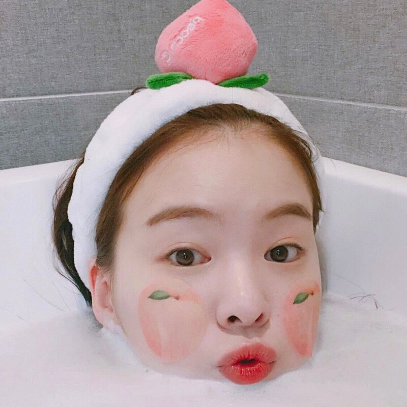 Korea Perzik Pluche Wassen Gezicht Leuke Zoete Vrouw Haarband Netto Rood Fruit Hoofdband Make Elastische Hoofdband